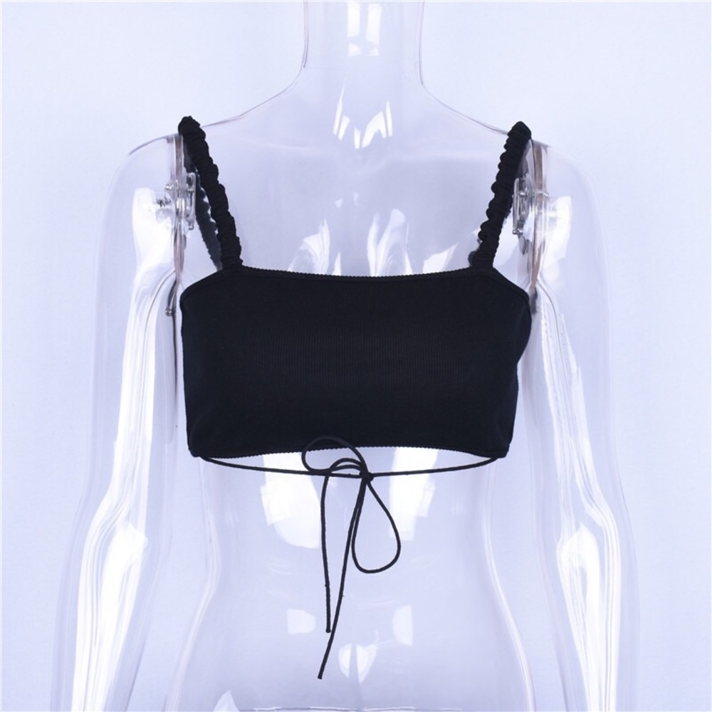 Black Ribbed Crop Tank Top - Picture 4 of 5